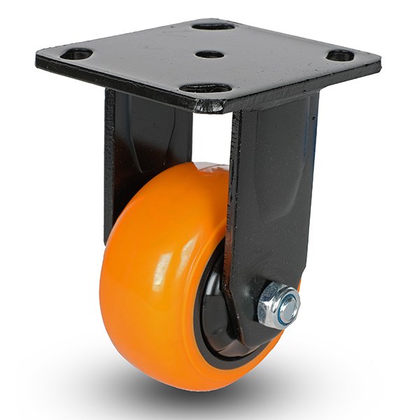 CRO30600R  Roulette 6" Rigide en polyuréthane orange, 660 lb, motif de trou 3-5/16" x 2-13/16"